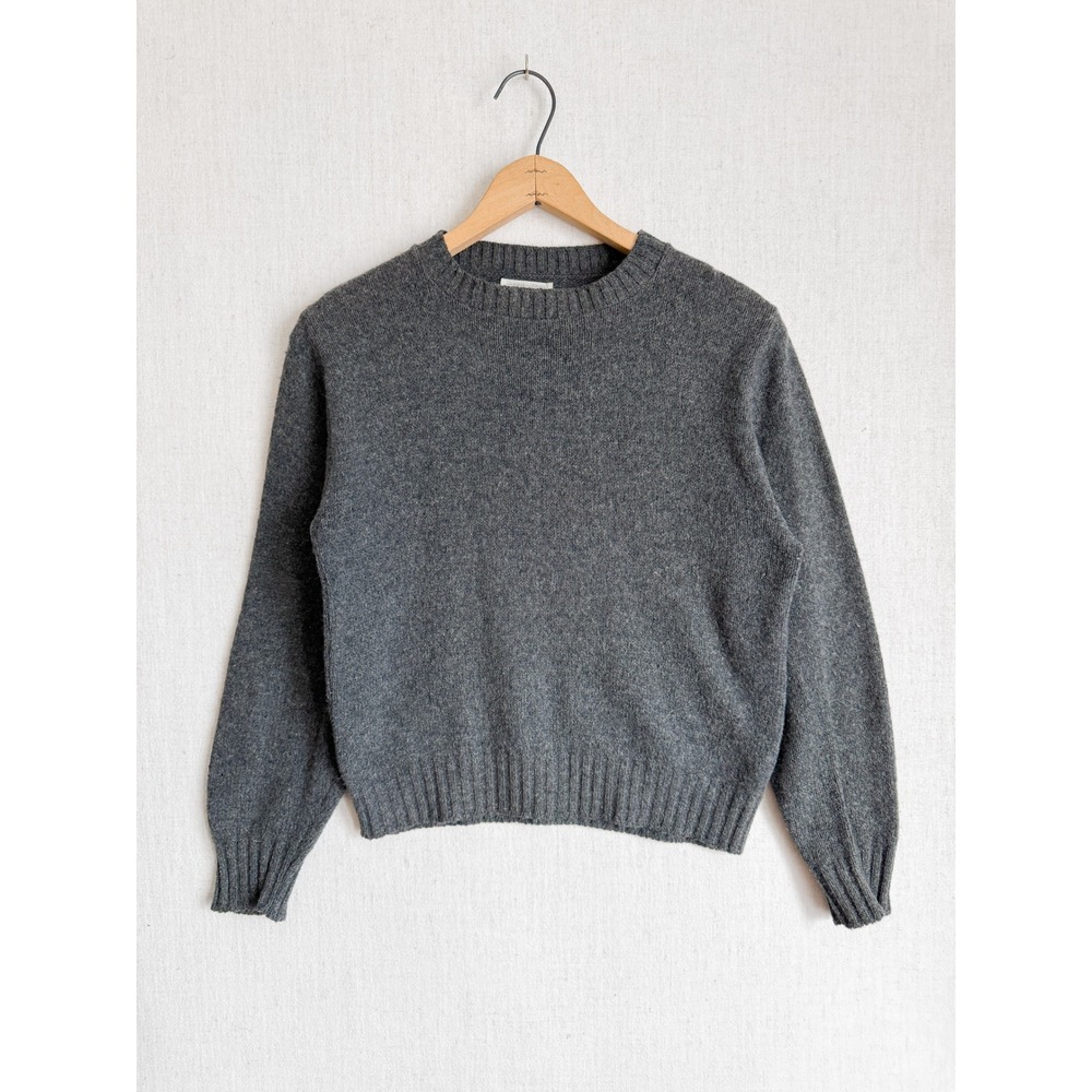 Vintage Sears Shetland Wool Crewneck Sweater Gray Women Large Knit Pullover